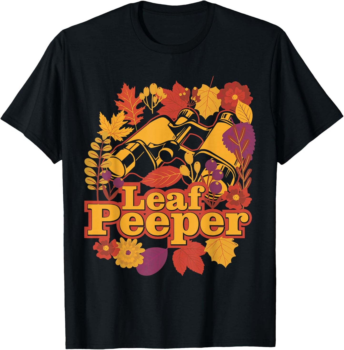 Leaf Peeper - New England Fall Foliage Pun T-Shirt - T-Shirt | Black