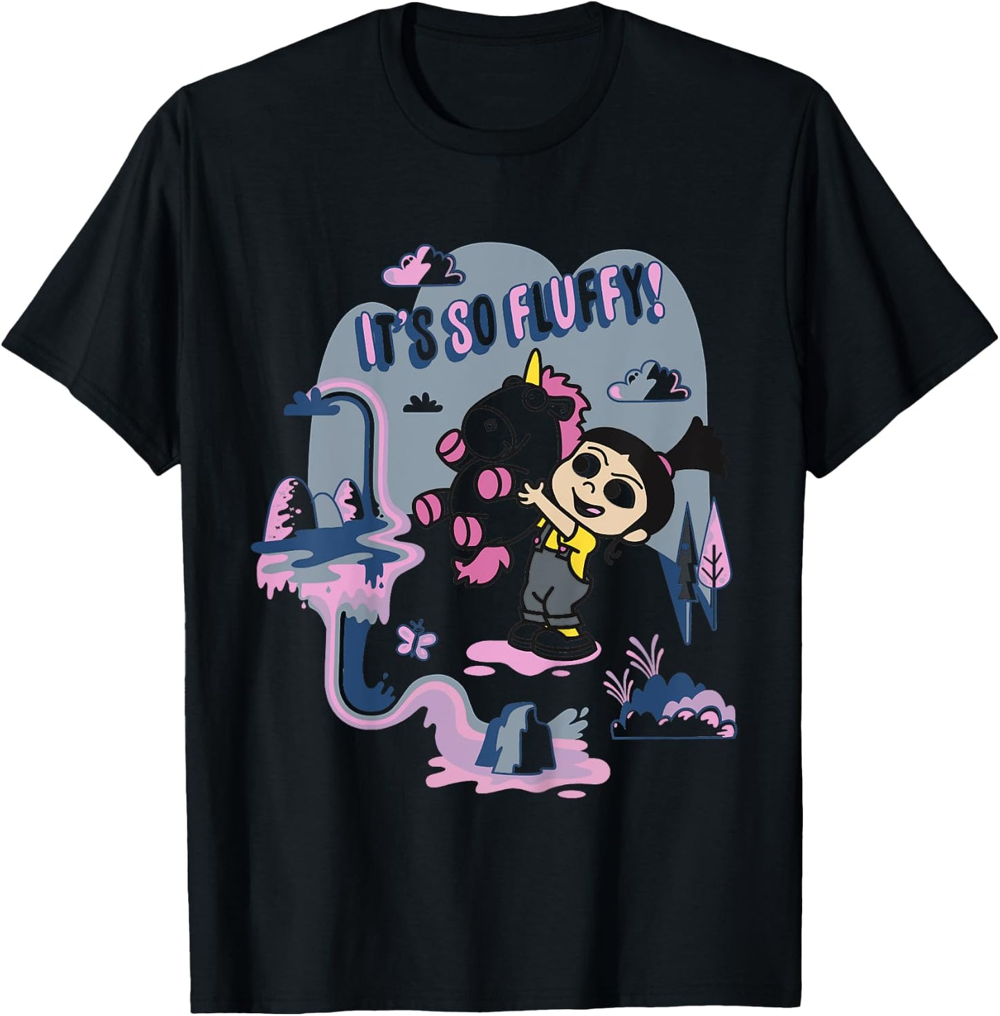 Kids Despicable Me Minions Agnes Fluffy Unicorn Graphic T-Shirt - T-Shirt | Black
