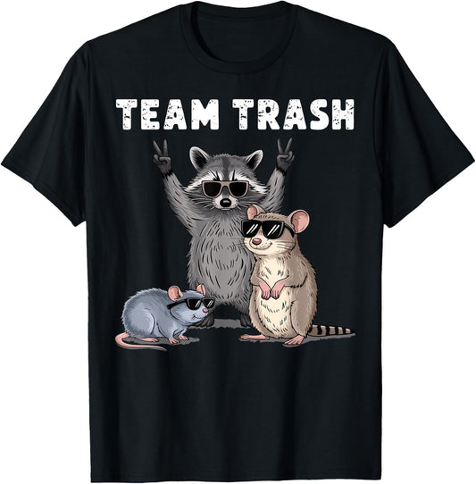 Raccoon Opossum Rat Team Trash Funny Gifts Women Kid T-Shirt - T-Shirt | Black
