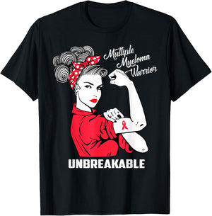 Multiple Myeloma Warrior Unbreakable Awareness Gift T-Shirt - T-Shirt | Black
