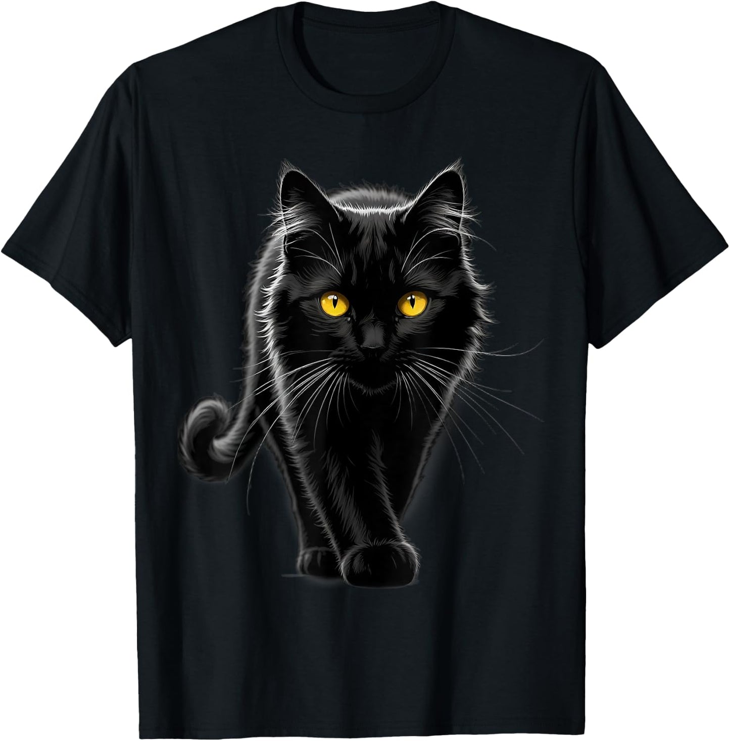 Black Cat Yellow Eyes T-Shirt - T-Shirt | Black