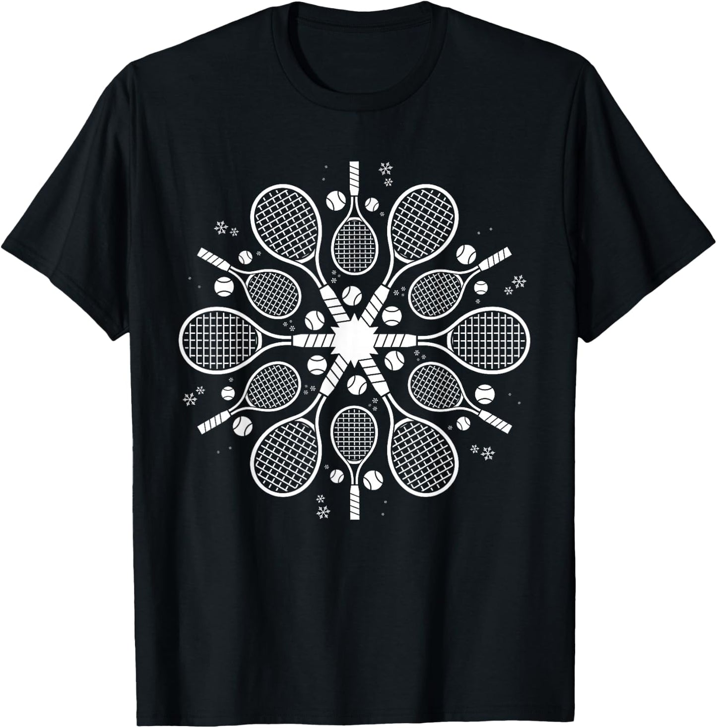 Snowflake Christmas Tennis T-Shirt - T-Shirt | Black