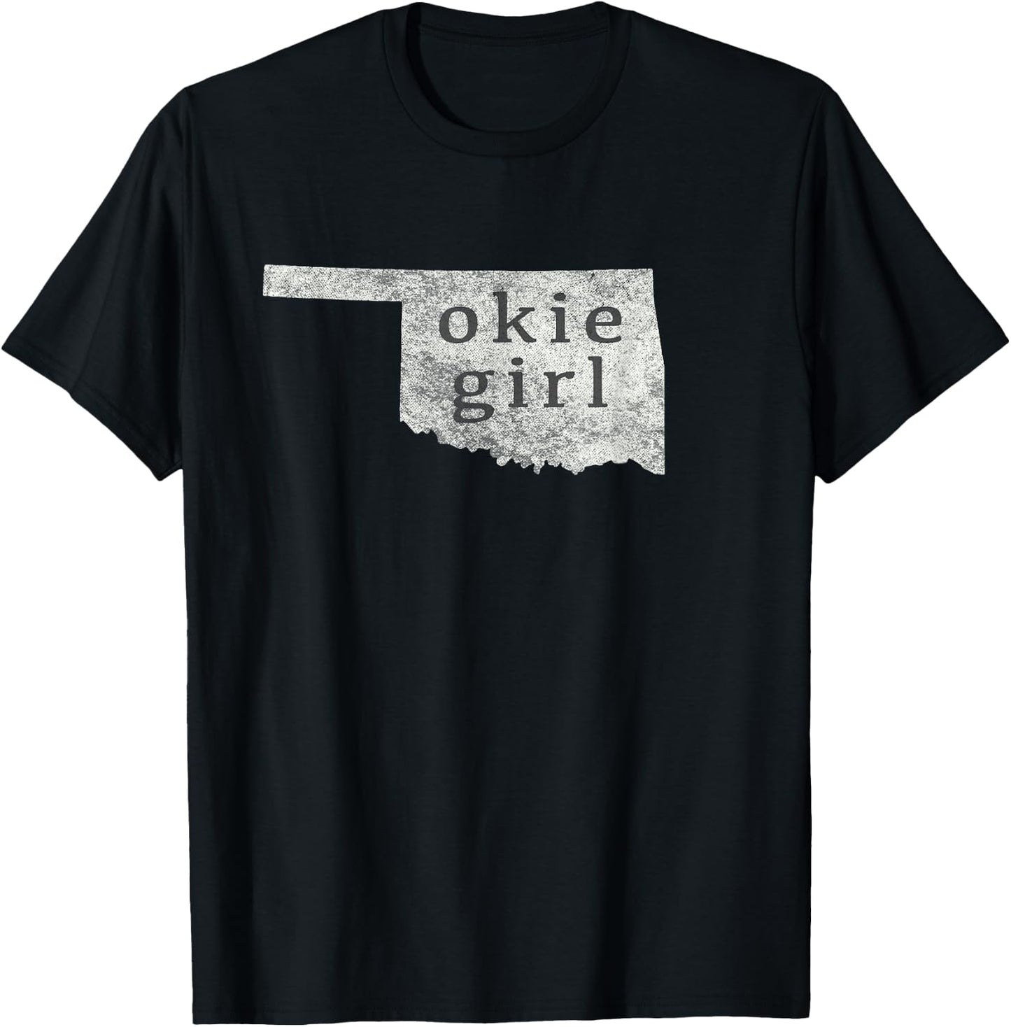 Okie Girl White Distressed Style T-Shirt - T-Shirt | Black