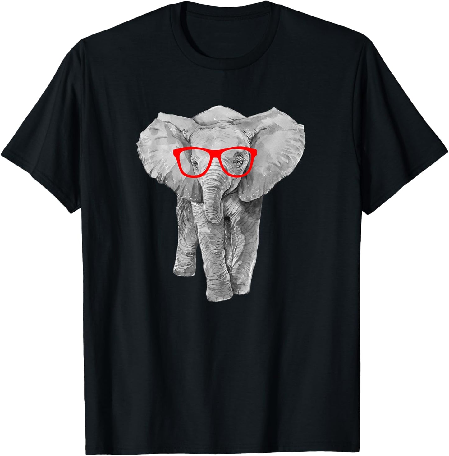Hipster Baby Elephant in Red Glasses Shirt T-Shirt - T-Shirt | Black