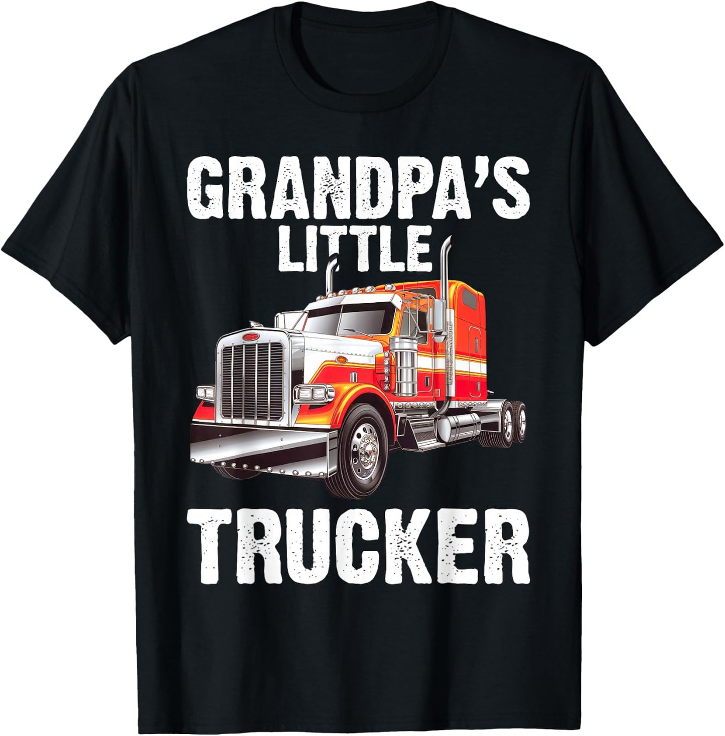 Boys Kids Semi Truck Grandpa's Little Trucker T-Shirt - T-Shirt | Black