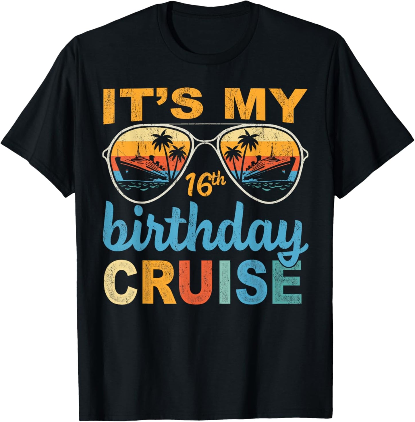 It's My 16th Birthday Cruise Vintage Summer Cruising T-Shirt - T-Shirt | Black