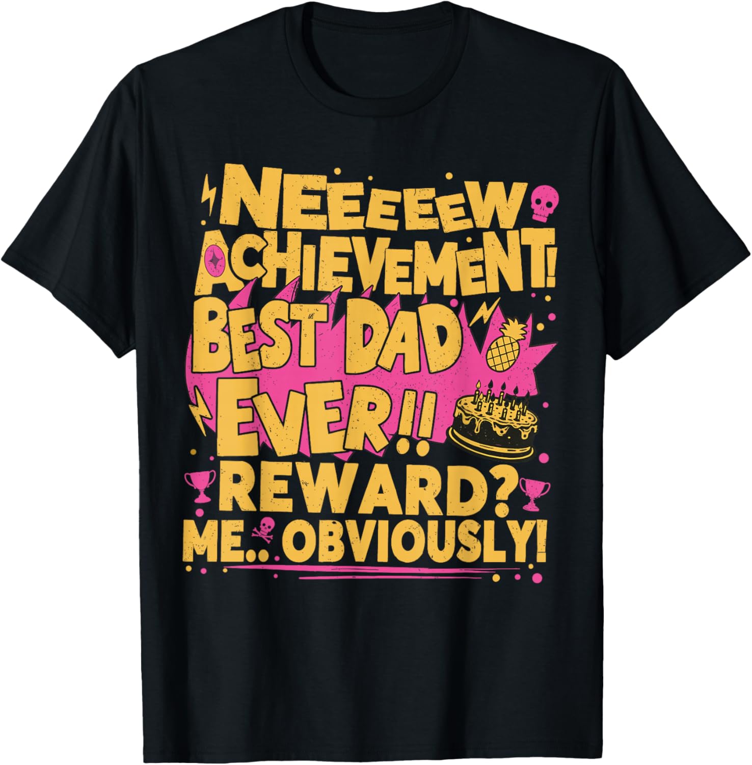 New Achievement Happy Fathers Day Crawler Gamer Dad USA T-Shirt - T-Shirt | Black