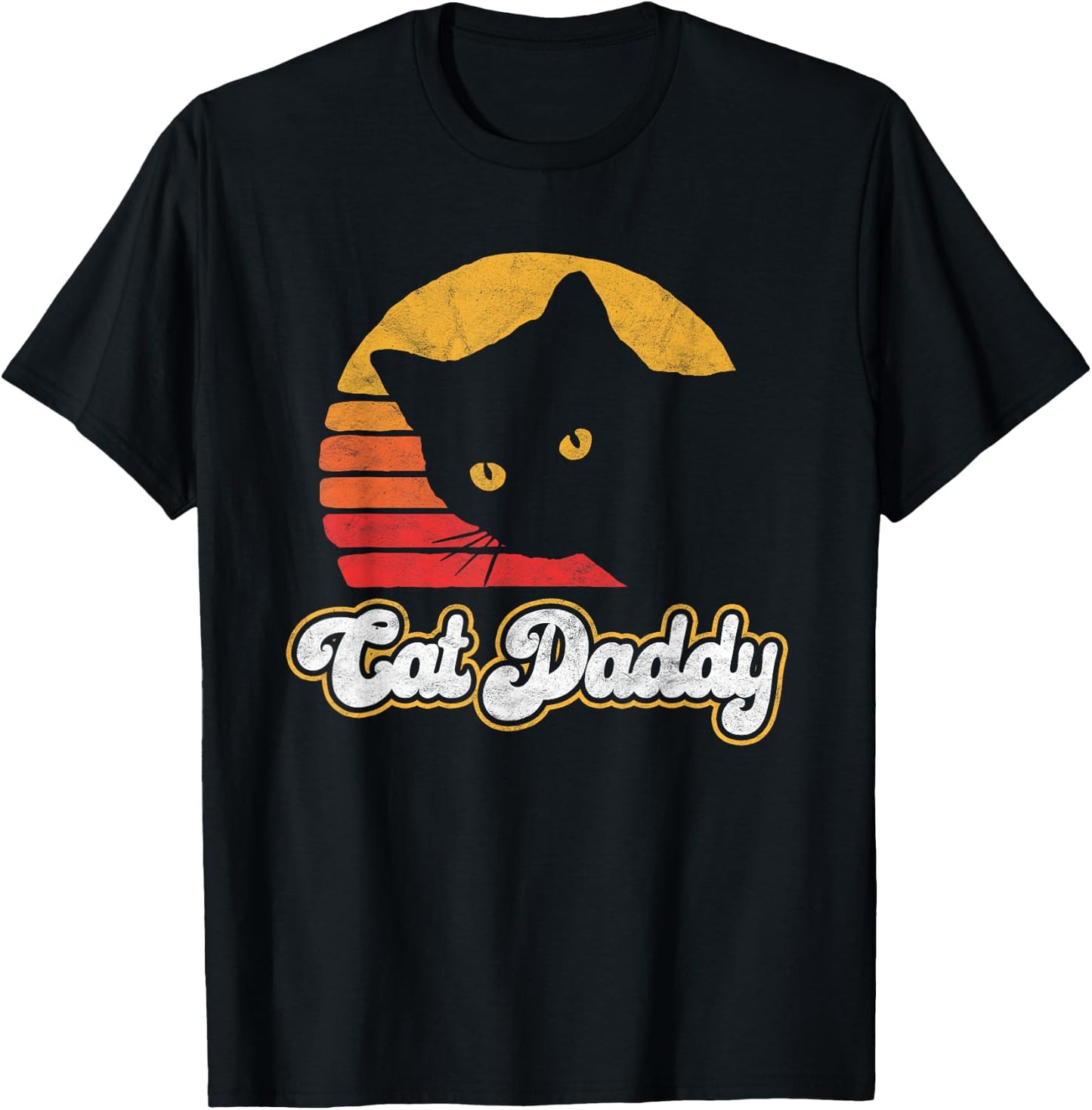 Cat Daddy! Funny Vintage Eighties Style Cat Retro Distressed T-Shirt - T-Shirt | Black