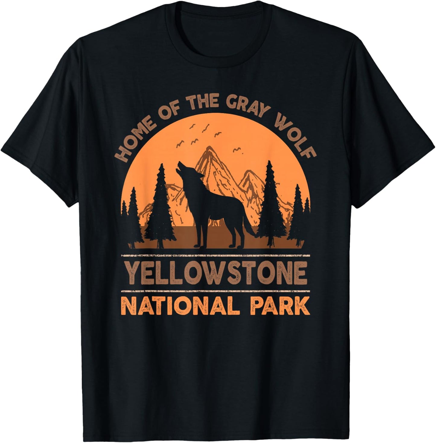 Yellowstone National Park T shirt US Wolf Vintage Men Women T-Shirt - T-Shirt | Black