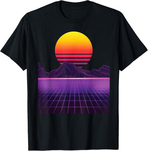 Outrun Synthwave Vaporwave Aesthetic 80's Retro T-Shirt - T-Shirt | Black