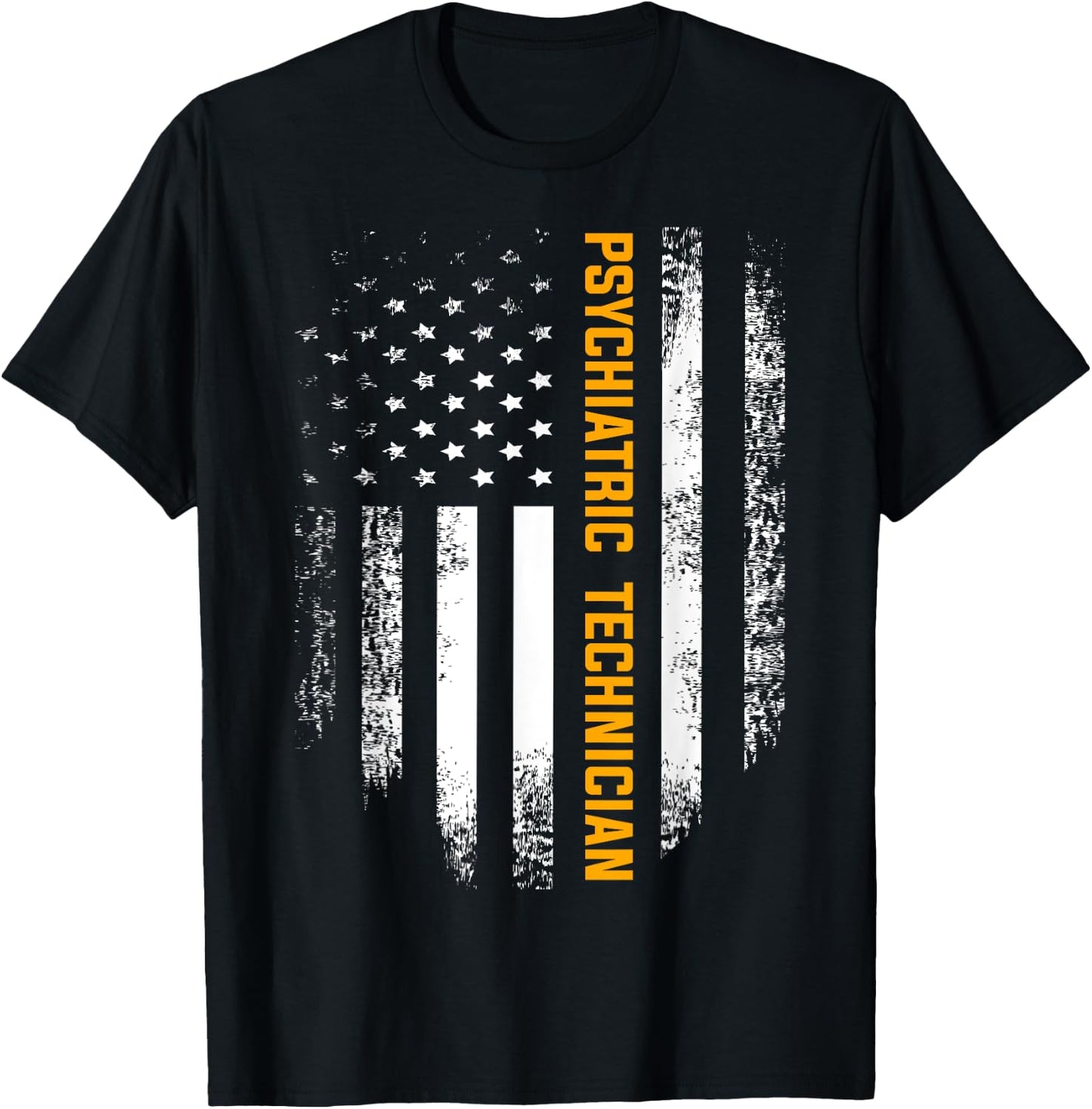 Vintage American USA Flag Psychiatric Technician Shirt Gift Kids Men T-Shirt - T-Shirt | Black