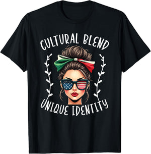 Half Mexican Half American USA Flag Mexican T-Shirt - T-Shirt | Black