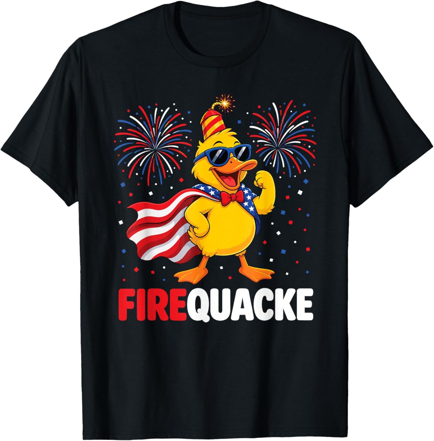 4th of July Duck Firequacker Patriotic Fourth of July Funny T-Shirt - T-Shirt | Black