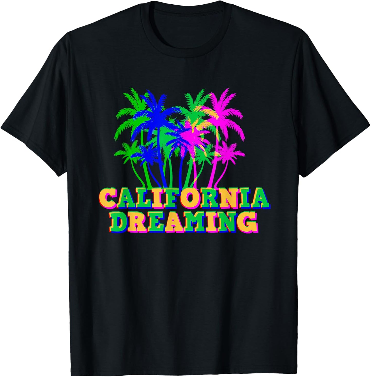 California Dreaming Multi Color Souvenir T-Shirt - T-Shirt | Black