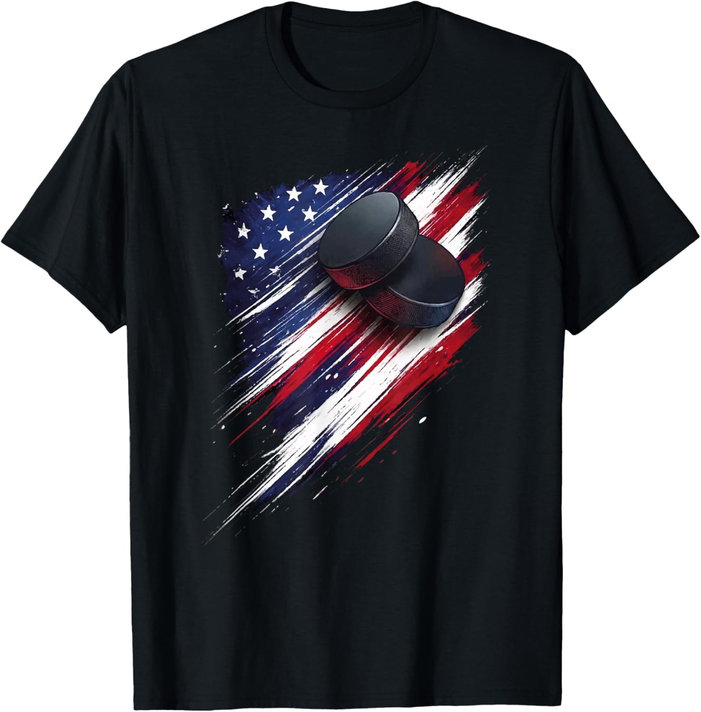 Ice Hockey American Flag 4th of July Boys Kids T-Shirt - T-Shirt | Black