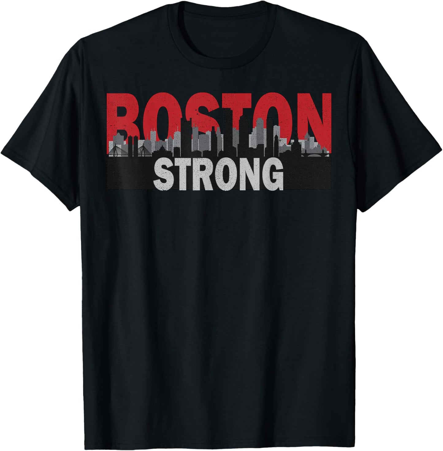 Boston Strong Vintage Boston City Skyline T-Shirt - T-Shirt | Black