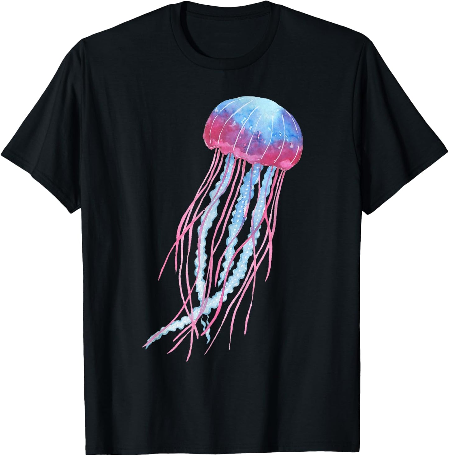 Ethereal Jellyfish Watercolor Trippy Graphic Ar T-Shirt - T-Shirt | Black