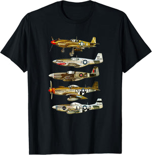North American P-51 Mustang WW2 Fighter T-Shirt - T-Shirt | Black