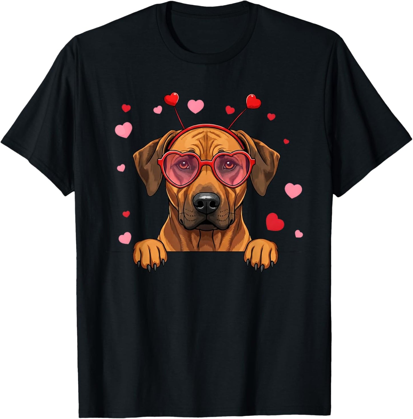 Rhodesian Ridgeback Dog Heart Headband Valentine T-Shirt - T-Shirt | Black