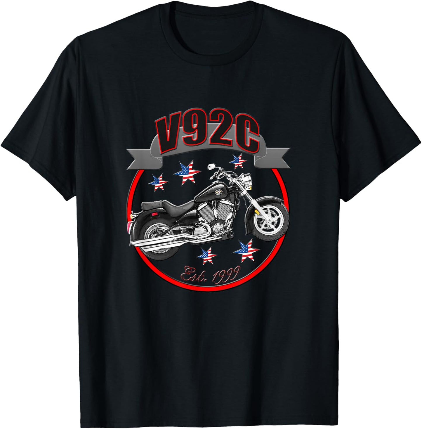 Victory V92C U.S.A. Star Motorcycle T-Shirt - T-Shirt | Black