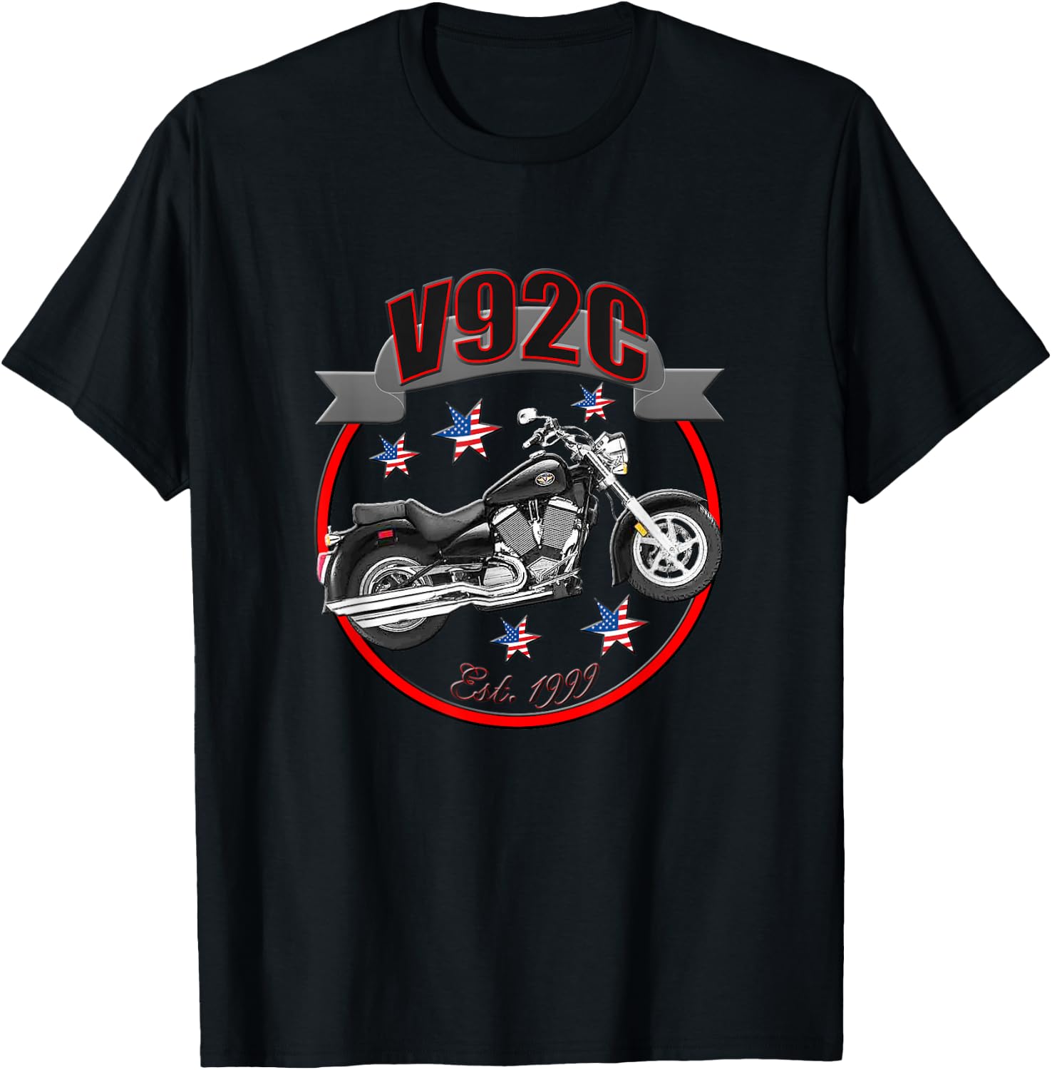 Victory V92C U.S.A. Star Motorcycle T-Shirt - T-Shirt | Black