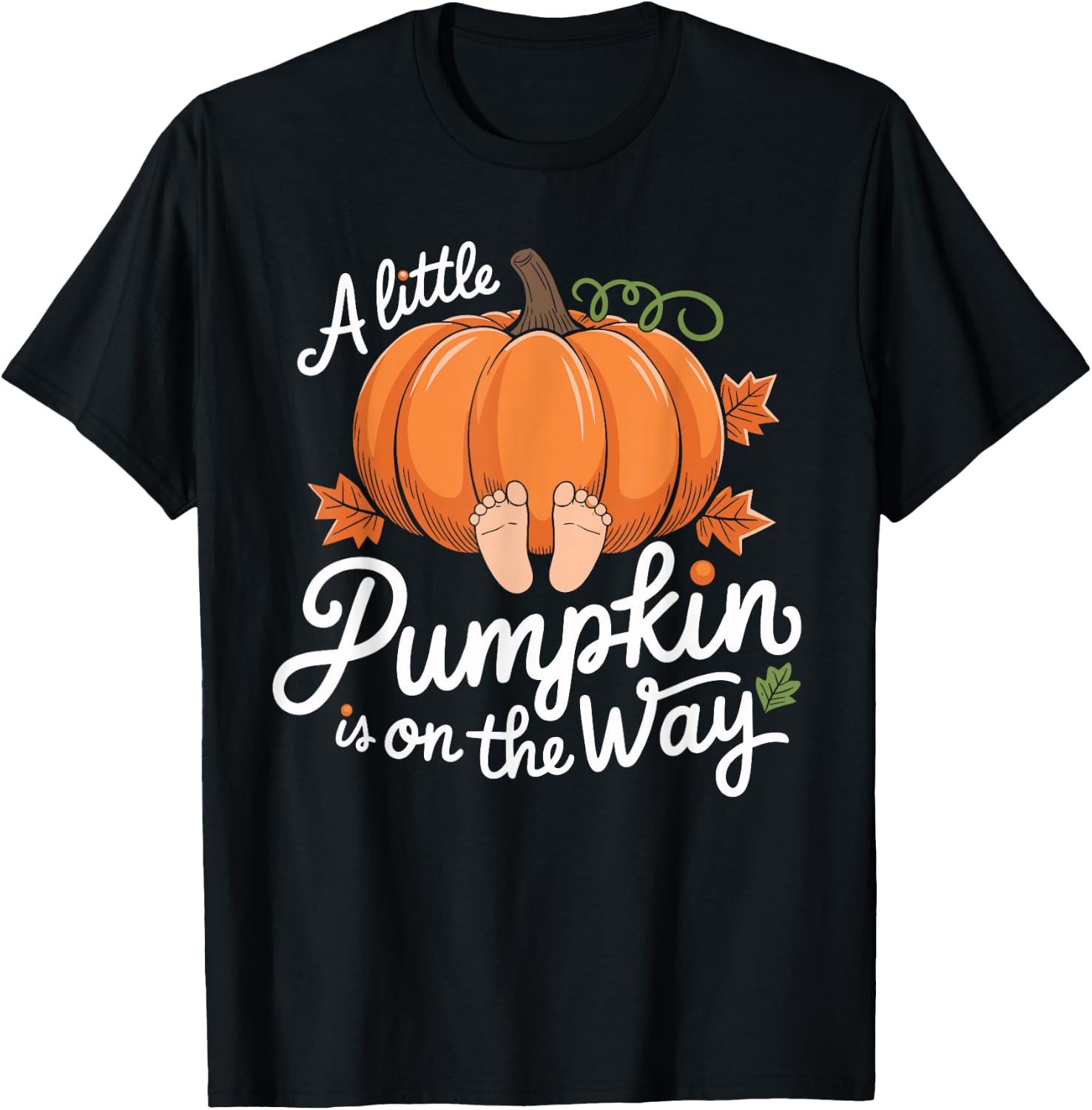 A Little Pumpkin is on the Way Halloween T-Shirt - T-Shirt | Black