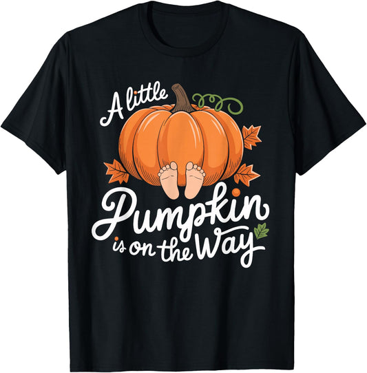 A Little Pumpkin is on the Way Halloween T-Shirt - T-Shirt | Black
