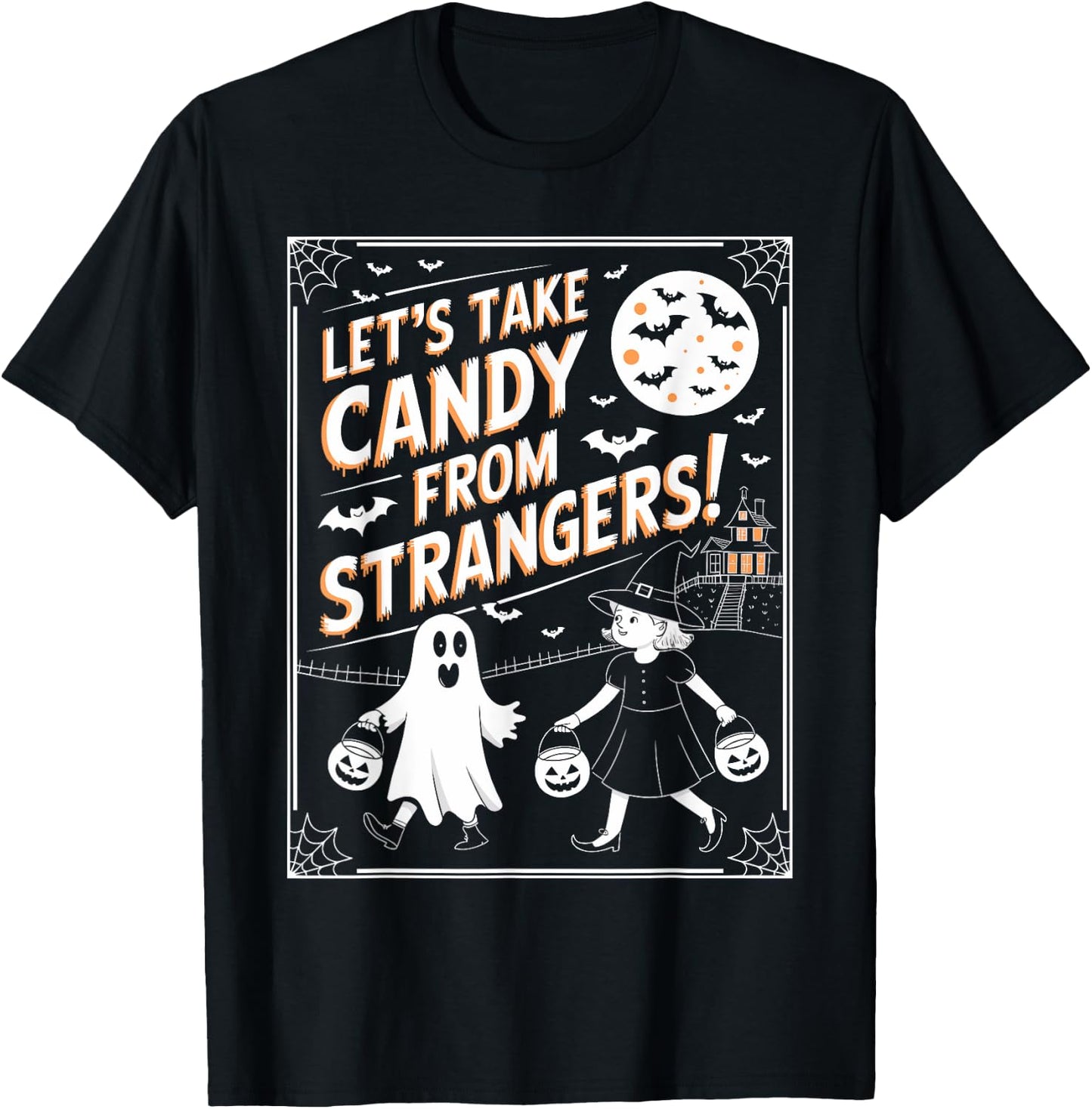 Let's Take Candy From Strangers Retro Halloween T-Shirt - T-Shirt | Black