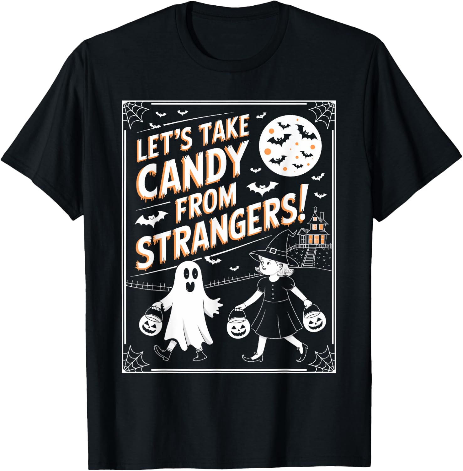 Let's Take Candy From Strangers Retro Halloween T-Shirt - T-Shirt | Black