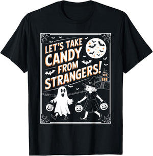 Let's Take Candy From Strangers Retro Halloween T-Shirt - T-Shirt | Black