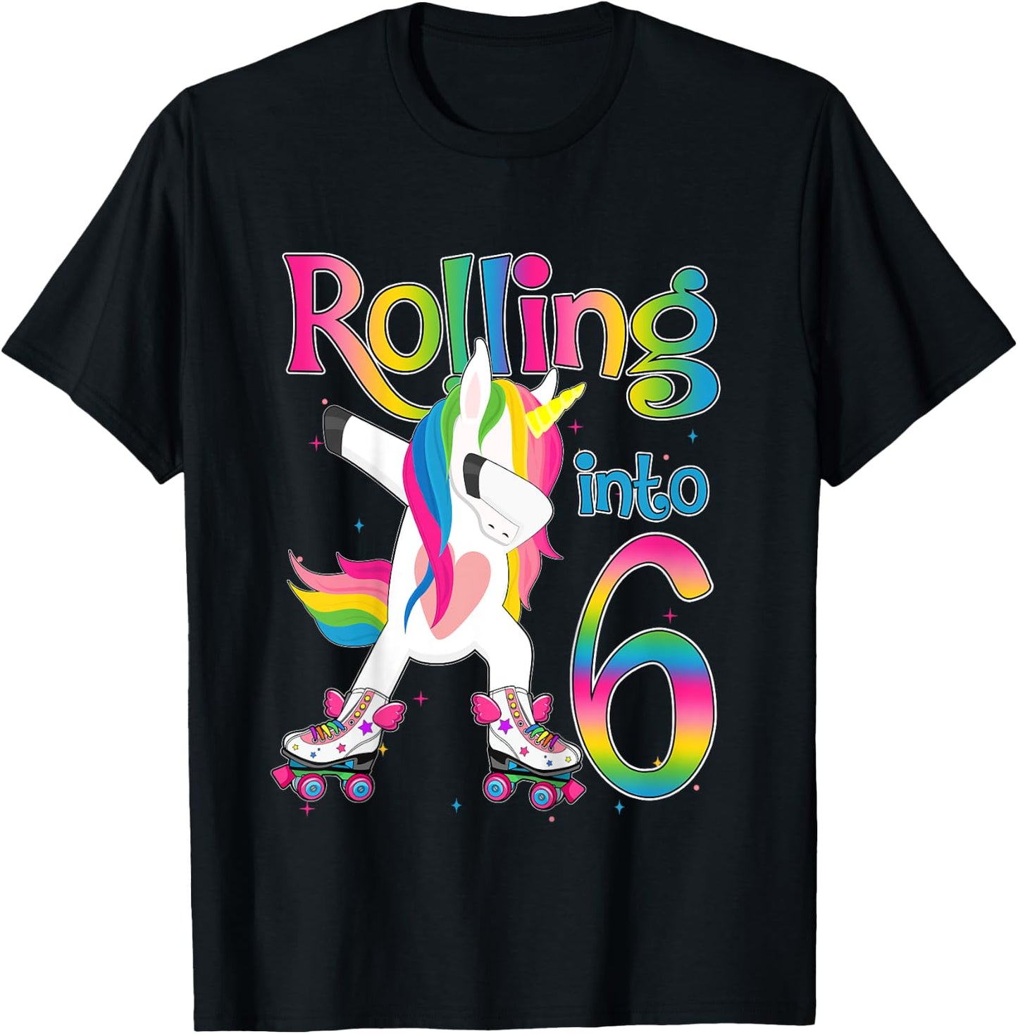 Rolling Into 6 years Let's Roll I'm Turning 6 Roller Skate T-Shirt - T-Shirt | Black