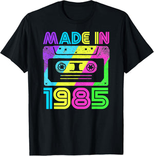 Made In 1985 Cassette Birthday Outfit 80s Party Wear T-Shirt - T-Shirt | Black