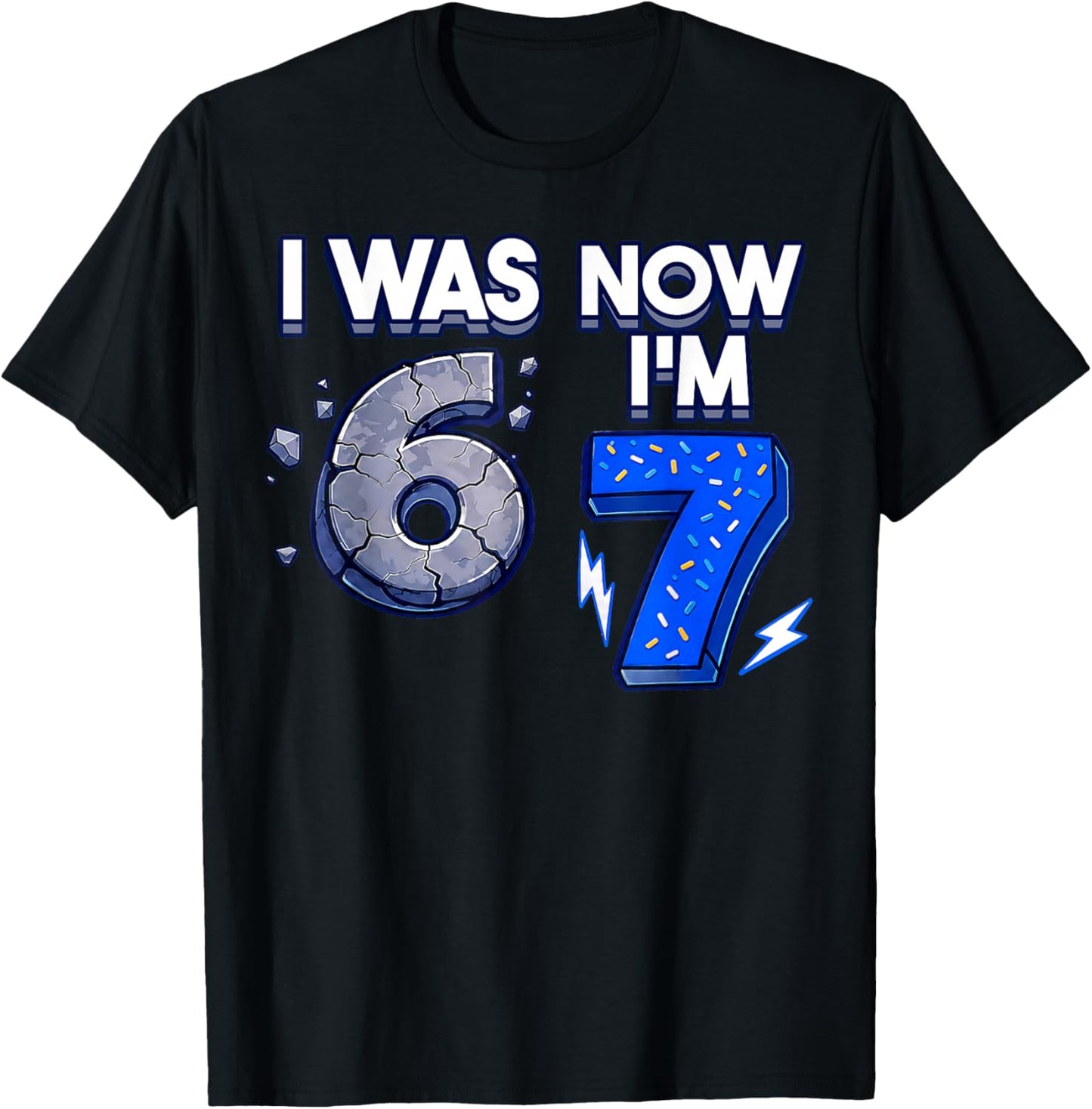 Boys 7th Birthday I was 6 Now I'm 7 Kids 7 Year Old T-Shirt - T-Shirt | Black