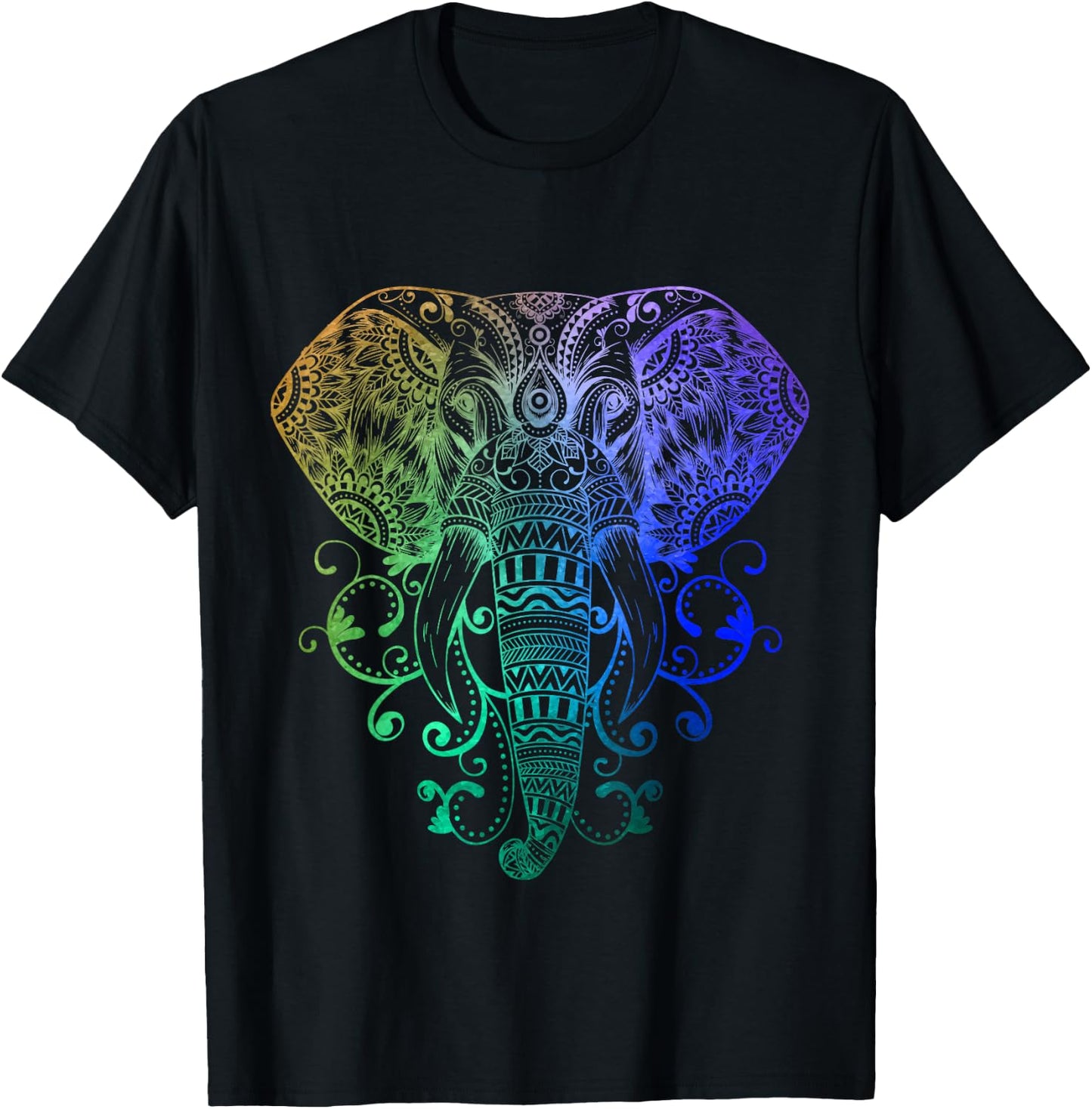 Elephant Shirt Hindu Tribal Watercolor Graphic Gift Men Wome T-Shirt - T-Shirt | Black