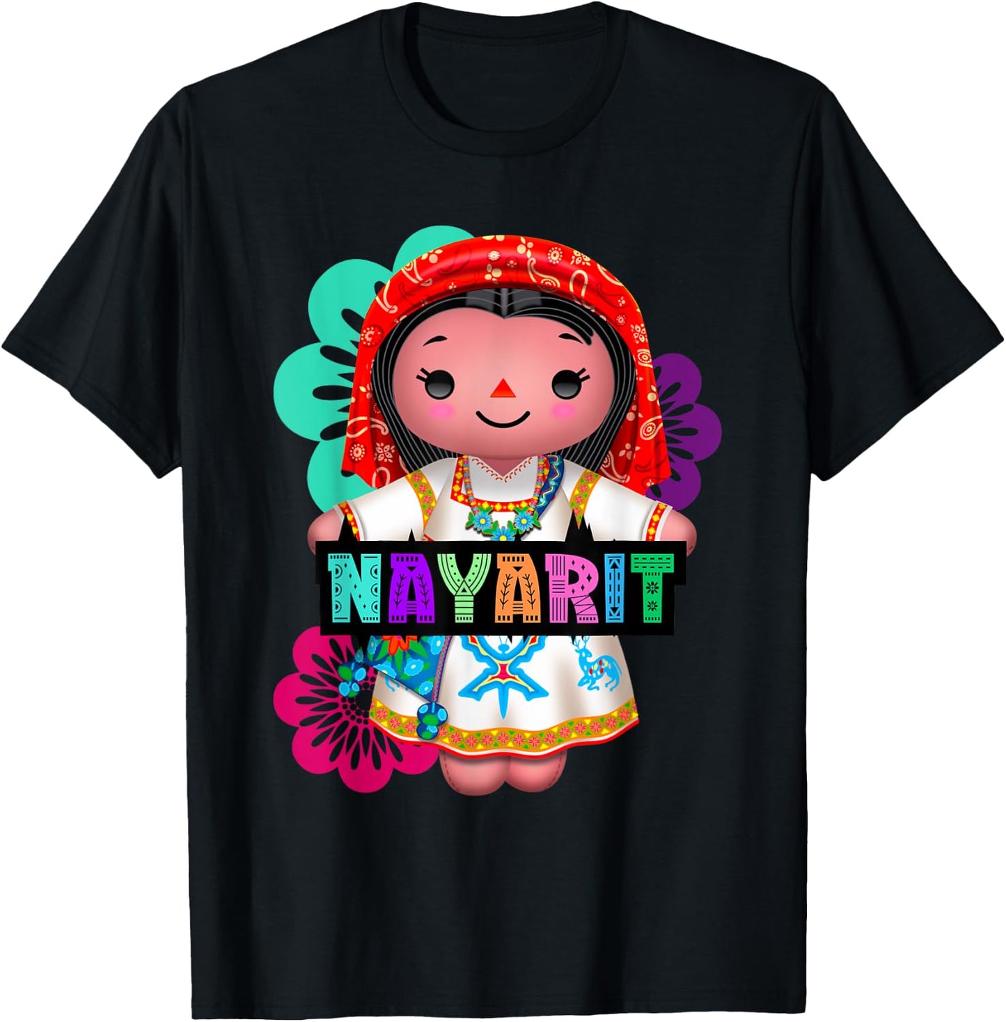 Nayarit Muñeca Lelé, Handmade Mexican Rag Doll Collection T-Shirt - T-Shirt | Black