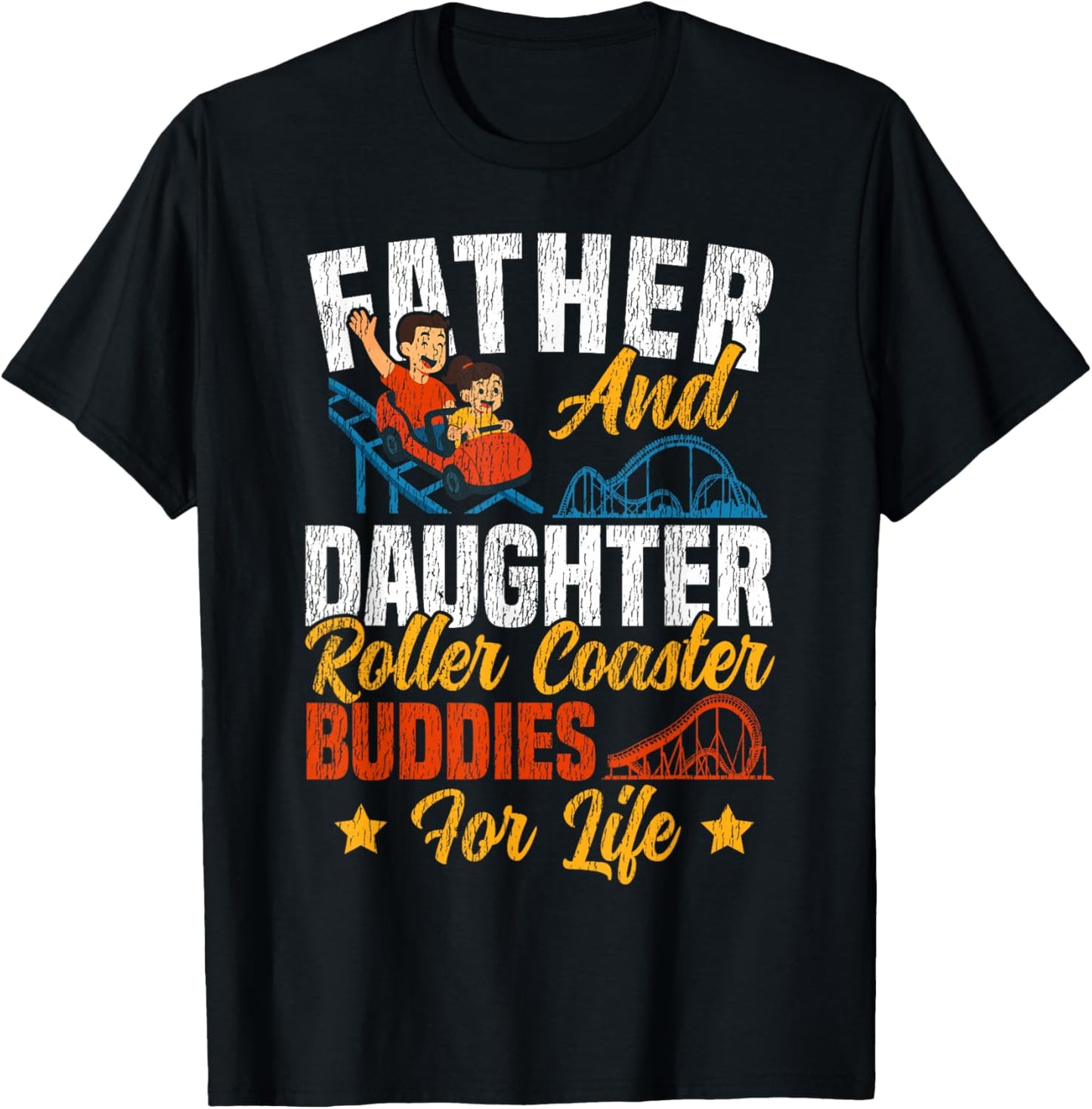 Roller Coaster Father Dad Daughter Father and Daughter T-Shirt - T-Shirt | Black
