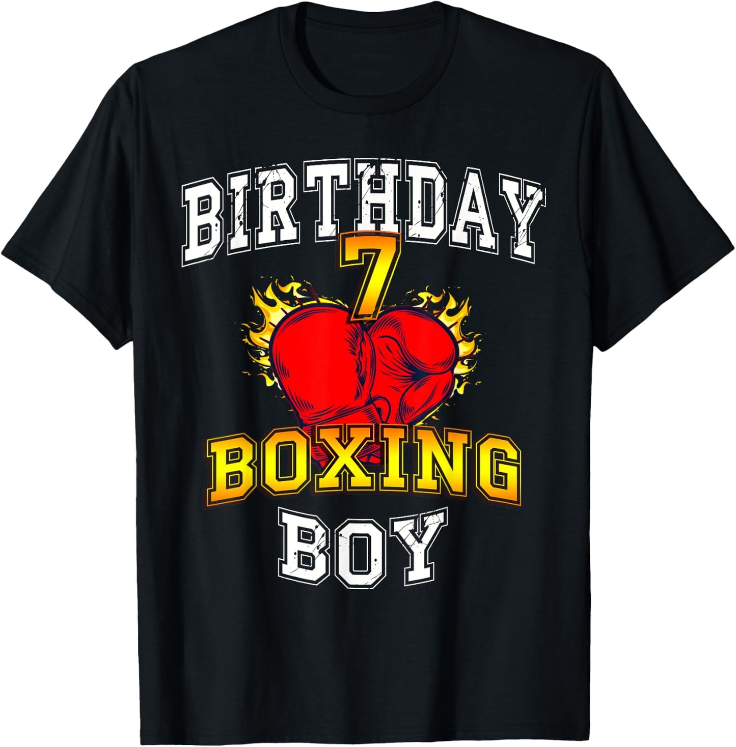 7th Birthday Boy Shirt - Boxing 7 years old kid T-Shirt - T-Shirt | Black