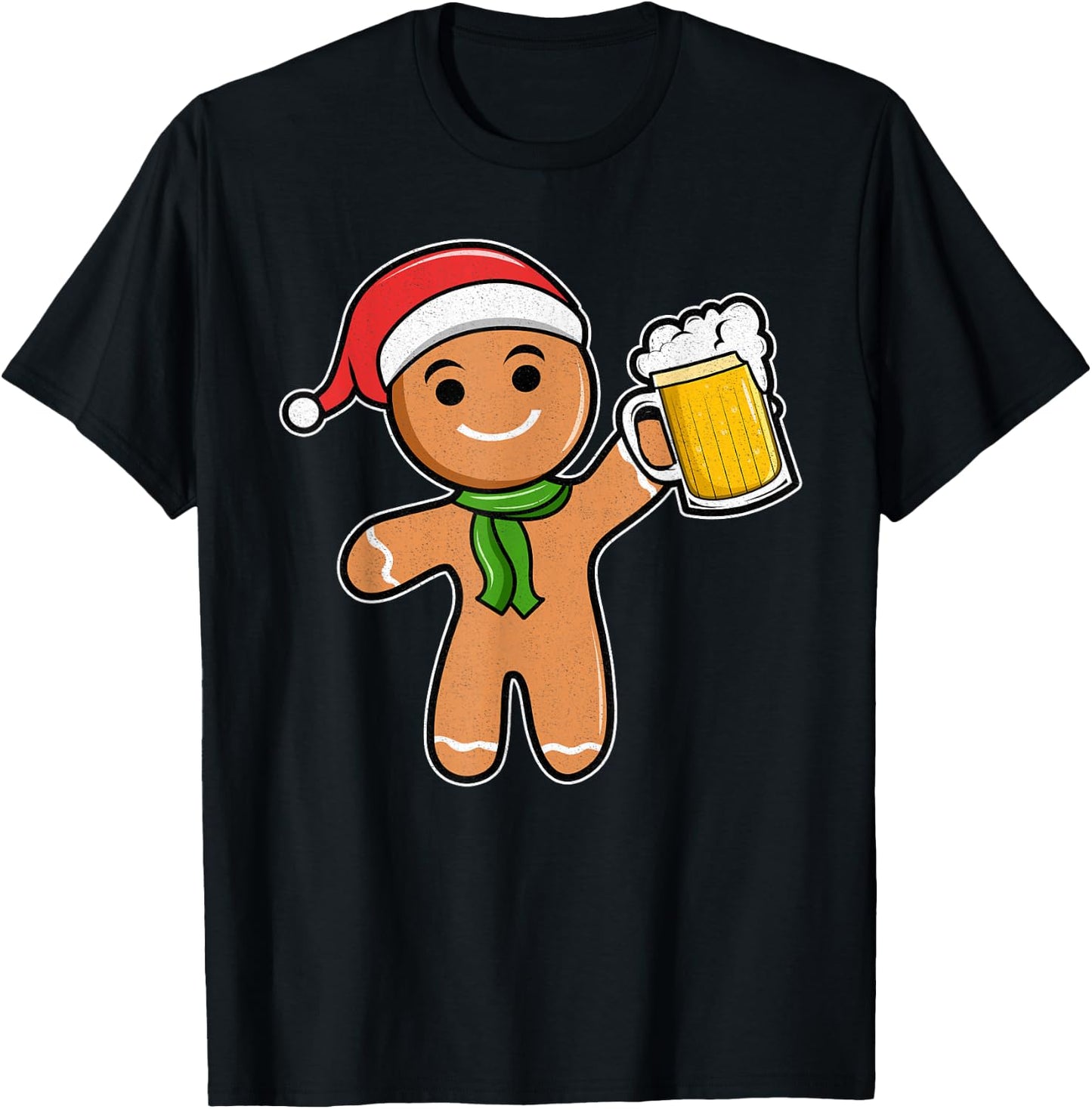 Gingerbread Man Beer Christmas T-Shirt - T-Shirt | Black
