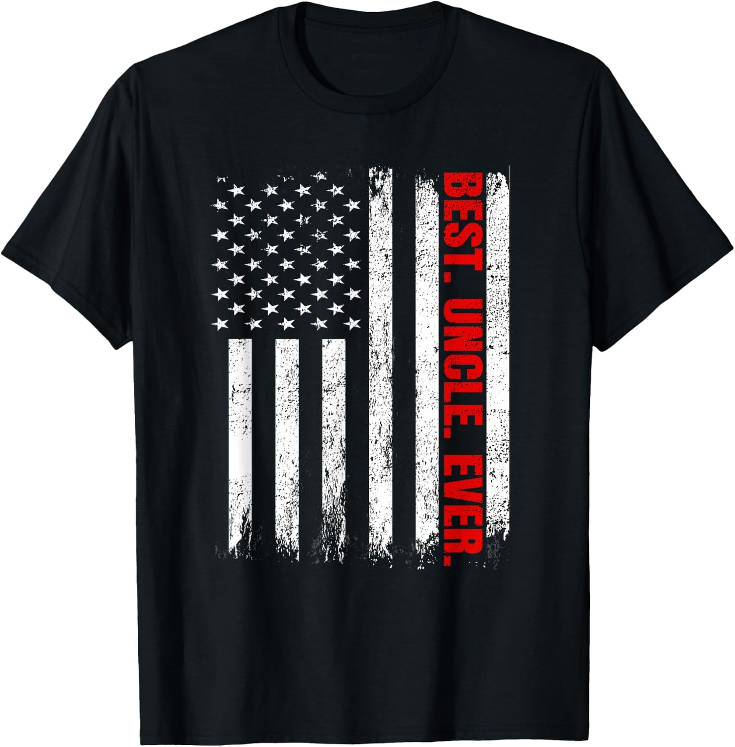 Best Uncle Ever USA Flag Fathers Day Firefighter Red Line T-Shirt - T-Shirt | Black