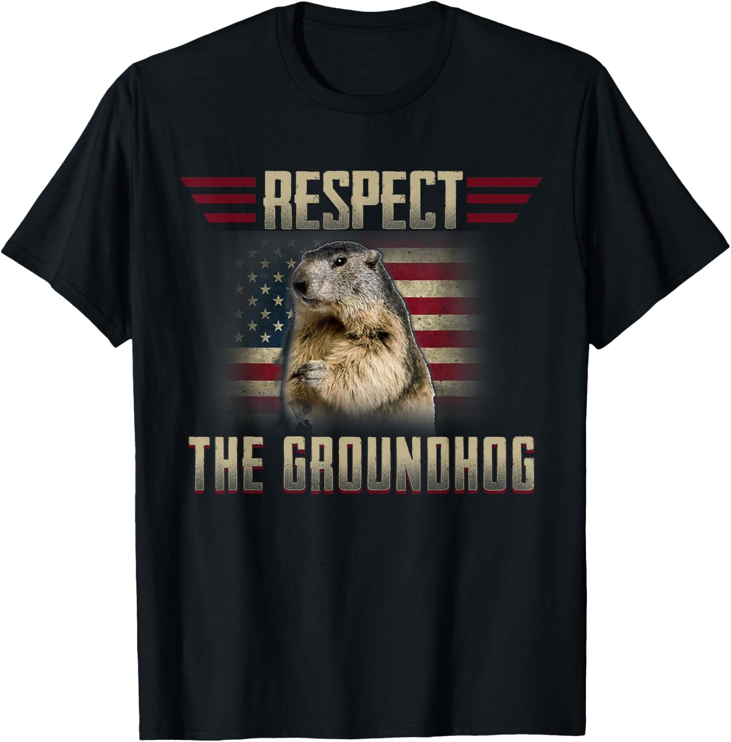 Respect The Groundhog Woodchuck Photo GroundHog Day T-Shirt - T-Shirt | Black