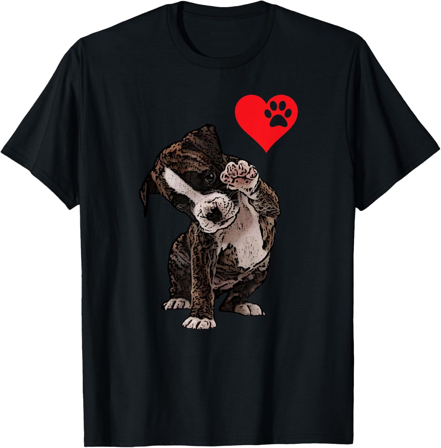 High Five Heart Bulldog Pup I Love Boxer Dog Lovers Bulldogs T-Shirt - T-Shirt | Black