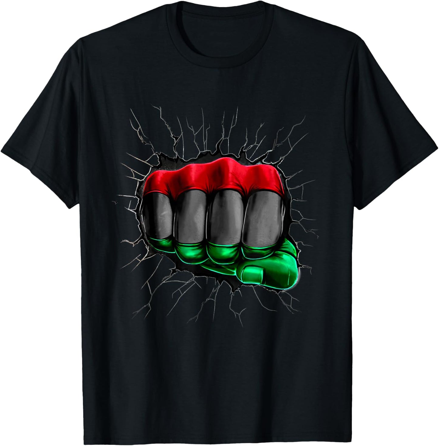Pan African UNIA Flag Fist Shirt T-Shirt - T-Shirt | Black