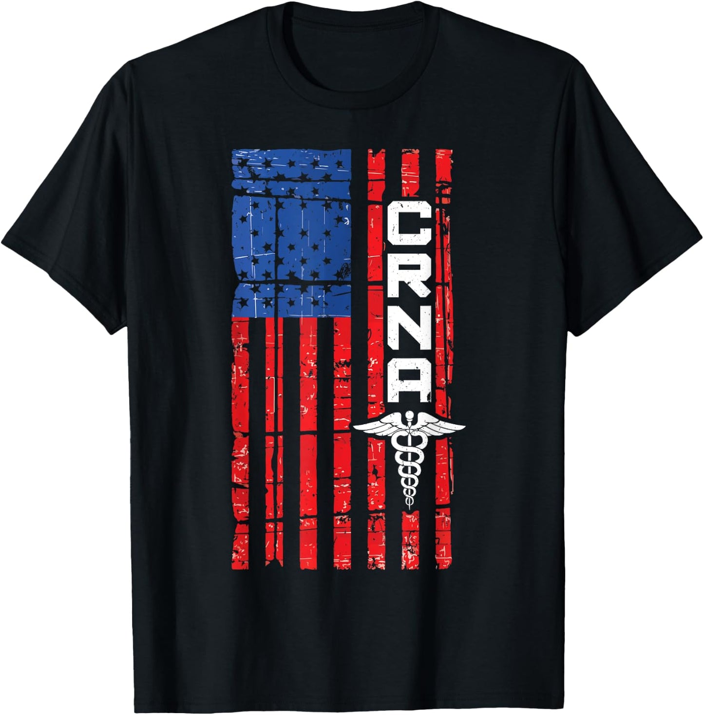 CRNA American Flag USA For Proud Nurses T-Shirt - T-Shirt | Black