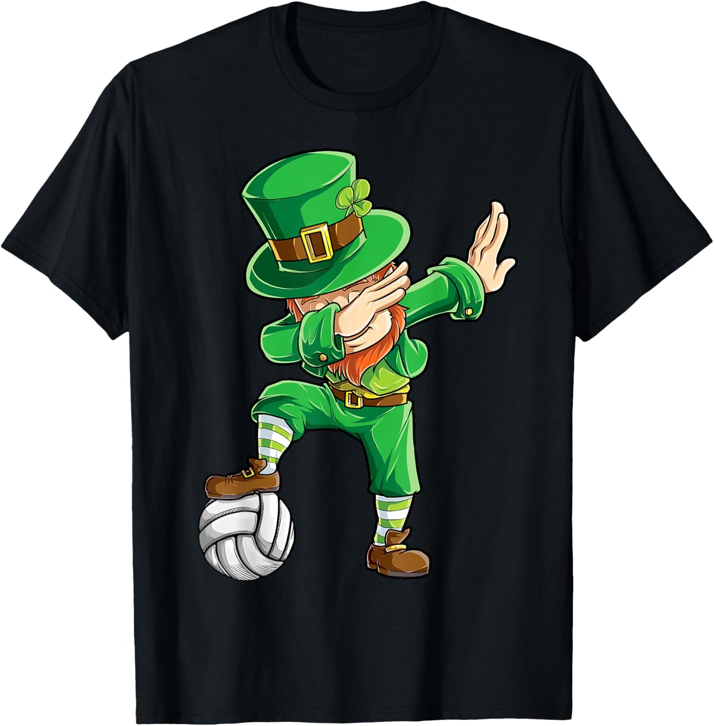 Dabbing Leprechaun Volleyball St Patricks Day Boys Girls Dab T-Shirt - T-Shirt | Black