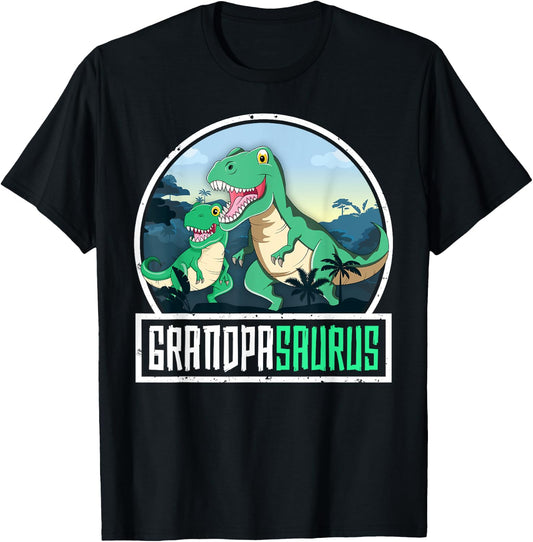 Grandpasaurus T-Rex Dinosaur Saurus Grandpa Matching Family T-Shirt - T-Shirt | Black
