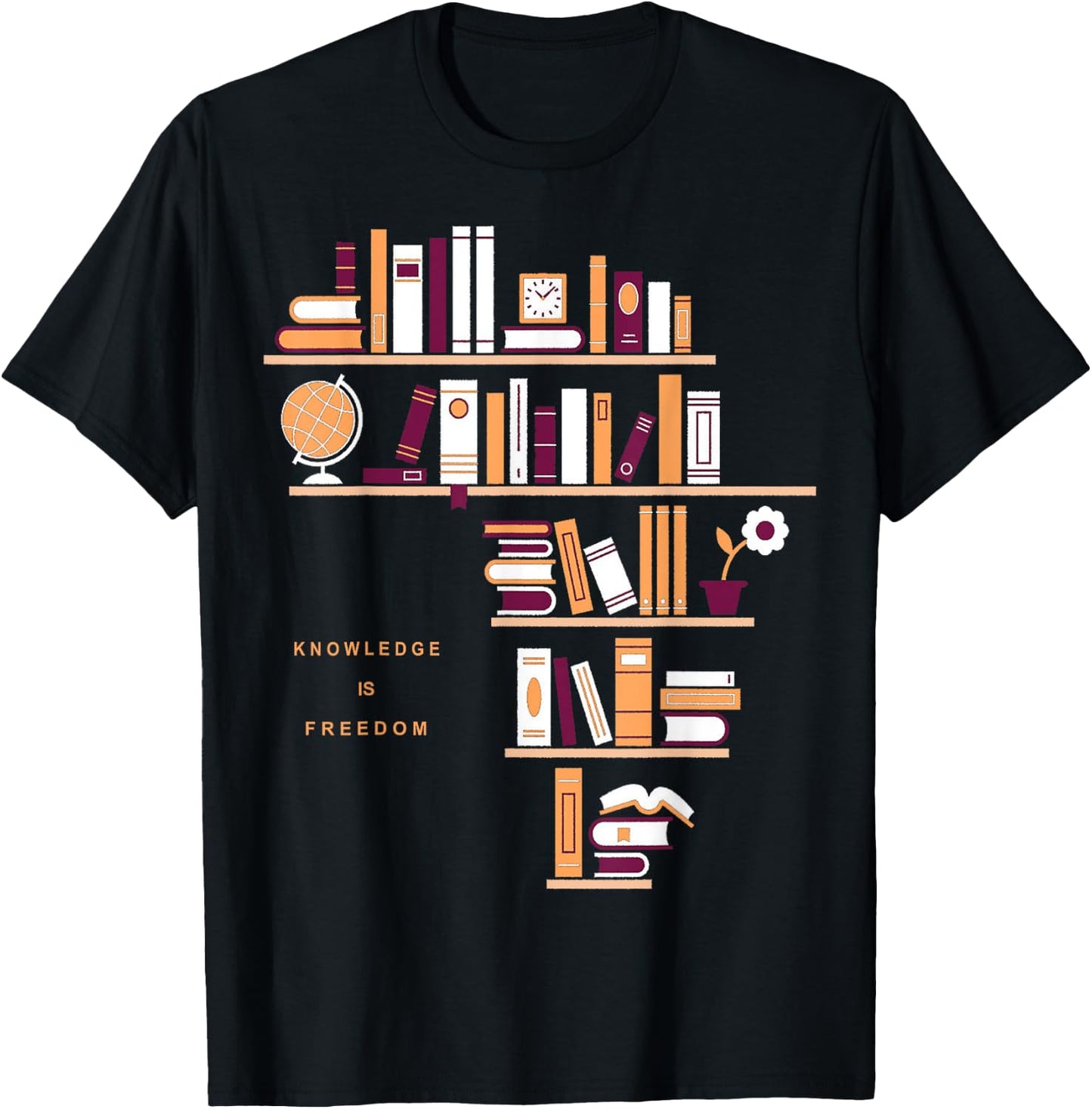 Africa Knowledge Is Freedom Library Book T- Shirt T-Shirt - T-Shirt | Black