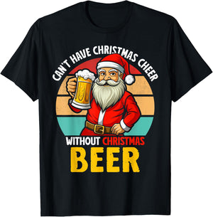 Santa Claus Christmas Beer Drinking Funny 2024 Xmas Party T-Shirt - T-Shirt | Black