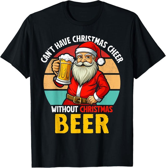 Santa Claus Christmas Beer Drinking Funny 2024 Xmas Party T-Shirt - T-Shirt | Black