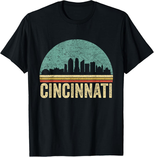 Retro Vintage Cincinnati Shirt Skyline 70s 80s Souvenir T-Shirt - T-Shirt | Black