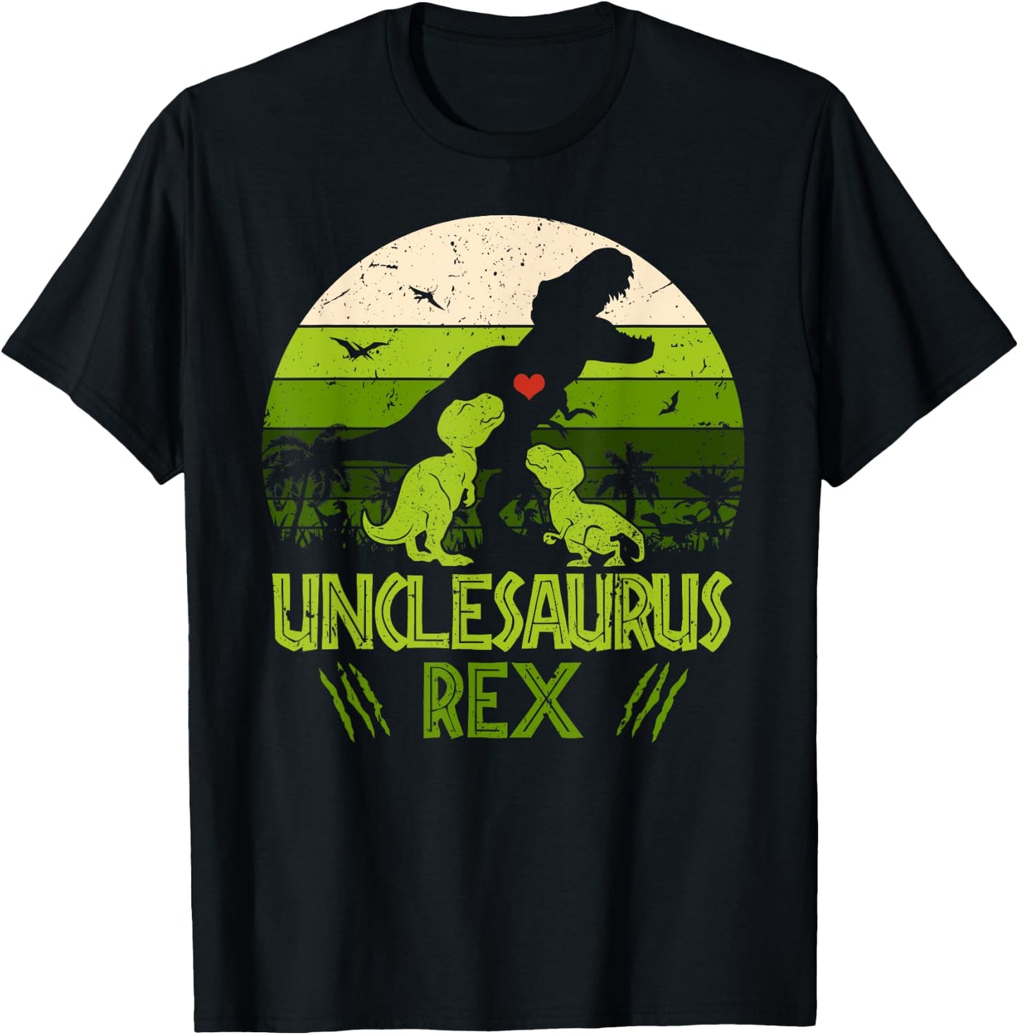 Unclesaurus Rex 2 Kids Sunset For Fathers Day Gift T-Shirt - T-Shirt | Black